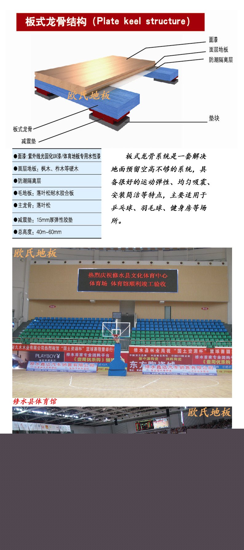 歐氏運(yùn)動(dòng)木地板辦事龍骨結(jié)構(gòu)